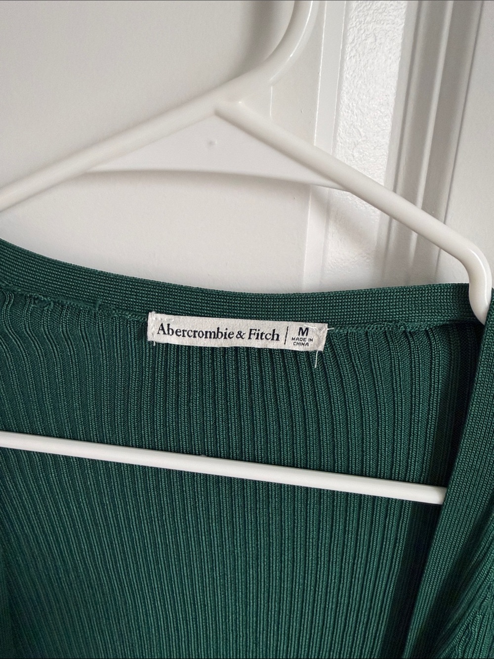 Abercrombie & Fitch Dark Green Ribbed Open Cardigan - Picture 2 of 3